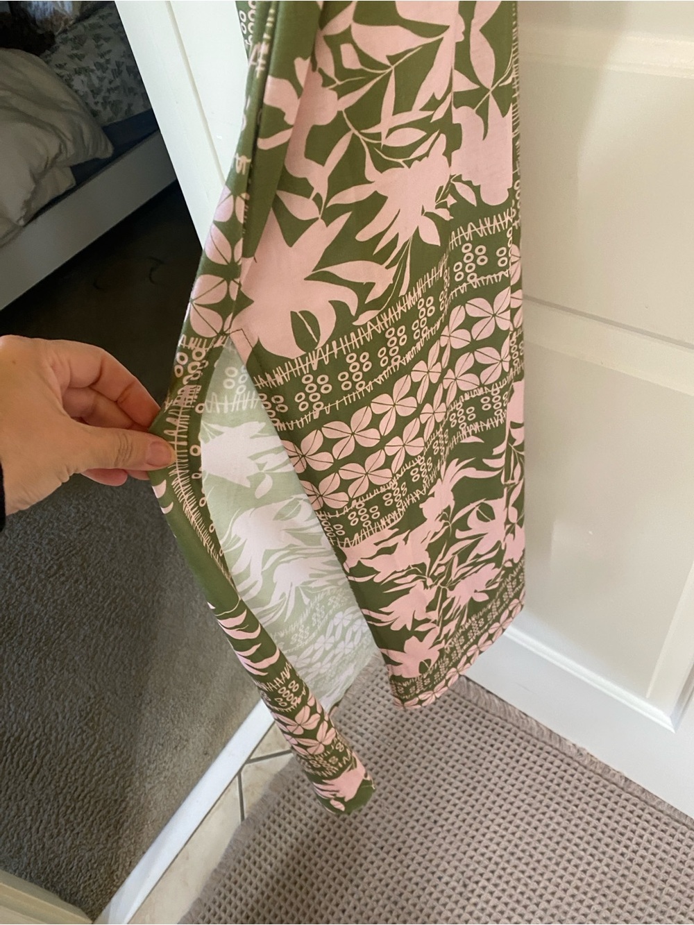 Pink and Olive Floral Kimono Maxi Dress - Picture 4 of 6
